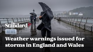 Weather warning for storms and rain comes into effect in England and Wales [upl. by Ahsenat885]