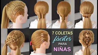 7 Peinados con Coletas para Niñas  Trenzas Faciles Bonitas y Rapidas [upl. by Nowell]