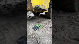 6 wheels rc car damaged by real jcb shrots [upl. by Kehr244]