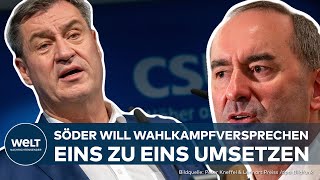 REGIERUNGSBILDUNG IN BAYERN Markus Söder stellt Koalitionsvertrag von CSU und Freien Wählern vor [upl. by Arjan606]