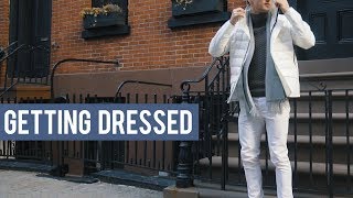 How I Styled This White Peuterey Jacket  Getting Dressed Outfits Step by Step 17 [upl. by Nosaes]