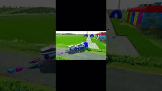 TRANSPORTING POLICE CAR TO GARAGE WITH BLUE RETRUCK  FS22 farmingsimulator22 fs22 fs22mods [upl. by Daeriam]