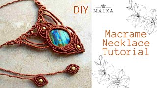 Macrame Stone Necklace Tutorial Micro Macrame DIY Jewelry [upl. by Gunnar]