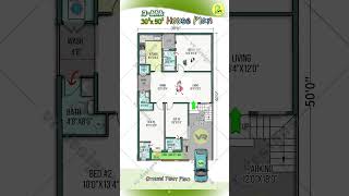 30’× 50’ house plan with parking 3bhk house design 30 by 50 home plan 3050 house map houseplan [upl. by Haidebej250]