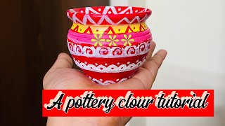 Pottery painting tutorial ❤️💛🤍 tutorial [upl. by Nafri]