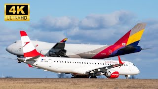 4K Planespotting  Windy Departures and Landings  Vienna Airport [upl. by Trebornhoj526]