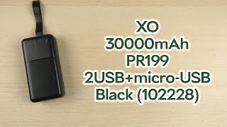 Розпаковка XO Power Bank 30000mAh PR199 2USBmicroUSB Black 102228 [upl. by Nahgam]