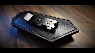 Making leather knife sheath with metal clip [upl. by Aiva]