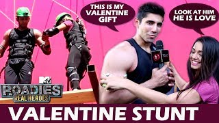 Roadies Real Heroes Host Divya Agarwal amp Varun Sood Perform Daring Stunt For This Valentine [upl. by Ainoloppa]