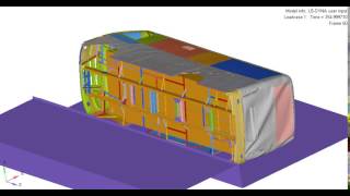 Bus rollover test ECE R6601  LiAZ  bottom side view [upl. by Llertnac]