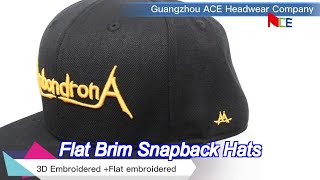 Custom Flat Brim Snapback Hats Embroidery Flat Bill Baseball Cap [upl. by Caron]