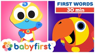 Toddler Learning Video Words w Color Crew amp Larry  Baby Learning First Words amp ABC  Baby First TV [upl. by Gnohc]