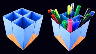 How to Make a Easy Paper Pen Holder  DIY simple paper craft [upl. by Sicnarf344]