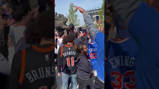 Knicks Fans Celebrate Win Outside Philly Arena [upl. by Koehler]