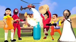 Scary Teacher 3D vs Squid Game Fire Rescue Challenge When Gas Tank Leaks Does Granny To Success [upl. by Bethina]