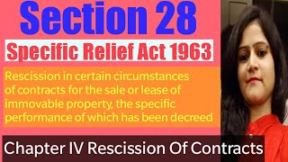 Section 28 Specific Relief Act 1963  Chapter IV Rescission of Contracts  Section 27 to 30 [upl. by Yllime]