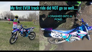 My quotnewquot Yamaha 2001 YZ250 First Track Ride  Crash into Pond [upl. by Ellivnarg]