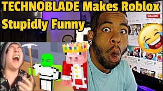 Technoblade Makes Roblox Stupidly Funny With Quackity on Dream SMP I CRIED LAUGHING REACTION [upl. by Yasibit]