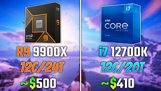 AMD RYZEN 9 9900X vs INTEL i712700K  Test in 6 Games [upl. by Hortense]