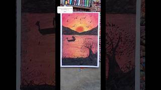 How to draw Sunset Scenery with oil pastels Oil Pastel Drawing short shortfeed art SanjuArts7 [upl. by Dhiman577]