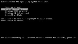 FreeLoader ReactOS bootloader boots Windows from Btrfs and ext23 formatted volumes [upl. by Nyluqcaj980]