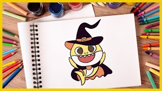 How to Draw Baby shark on Halloween babysharkhalloween animation drawing [upl. by Cosimo]