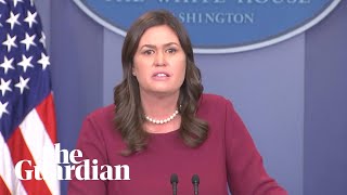 Sarah Sanders chokes up over childs question on US school shootings [upl. by Herve]