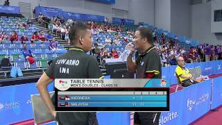 Table Tennis Mens Doubles DM10 Indonesia vs Malaysia  8th ASEAN Para Games 2015 [upl. by Dionne]