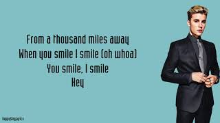 U SMILE  JUSTIN BIEBER Lyrics [upl. by Ahsirek167]