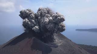 Krakatau volcano  spectacular explosions at day and night [upl. by Hgielram]