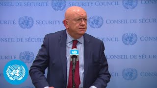 Russia on Gaza and Israel  Security Council Media Stakeout  United Nations [upl. by Ytsirhc]