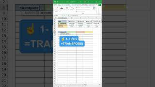 Maîtrise la fonction TRANSPOSE en 13 secondes 🔥  Astuce Excel [upl. by Nahtannhoj]