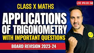 Applications of trigonometry Complete Revision with important questions Class 10 Maths By Ushank Sir [upl. by Akiret]