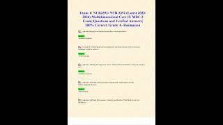 EXAM 1 NUR2392 NUR 2392 LATEST 2023 2024 MULTIDIMENSIONAL CARE II MDC 2 EXAM QUESTIONS AND VERIFIED [upl. by Sharpe]