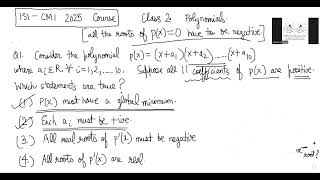 Class 2 Proofbased Polynomial Problems  ISICMI 2025 [upl. by Felske]