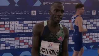 I expects 144 today  Emmanuel Wanyonyi Kenya  Winner 14436  Mens 800m at Rabat DL 2023 [upl. by Artenak]