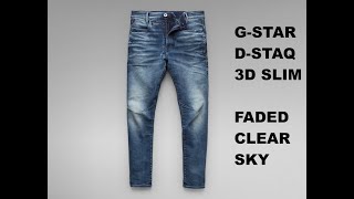 GSTAR RAW Mens 2022 DSTAQ 3D Slim Jeans  Colour Faded Clear Sky [upl. by Woolson]