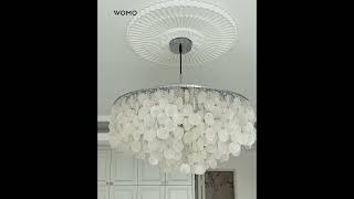 WOMO Tiered Capiz Round ChandelierWM2346 bedroomlighting interiordesign livingroomdecor [upl. by Atiseret]