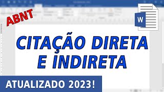 ABNT  Citação direta e indireta COMPLETO NORMA VÁLIDA 2024 [upl. by Nireves]