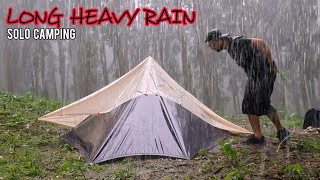 SOLO CAMPING HEAVY RAIN  BUILD SHELTER IN LONG HEAVY RAIN  ASMR [upl. by Ettener]