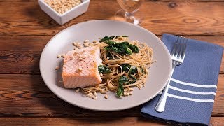 Makkelijk recept volkoren capellini met zalm en spinazie [upl. by Akemej166]