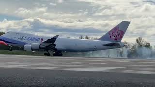 CHINA AIRLINES CARGO Boeing 747 B18721 landing [upl. by Sell]