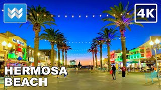 4K Sunset at Hermosa Beach Pier in South Bay California USA  Walking Tour 🎧 Binaural Sound [upl. by Areht977]