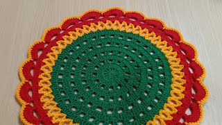 crochet round table cloth for beginners  crochet mandala doily CrochetWithSamina9481 [upl. by Therese926]