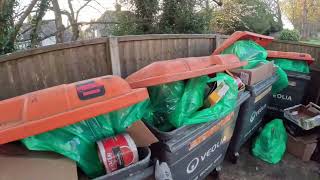 Dustcartgarbage driver collecting wastegarbage recycling in south London as a lone worker [upl. by Carolyne137]