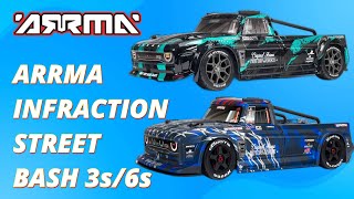 ARRMA INFRACTION 6s and 3s street BASH [upl. by Ayim]