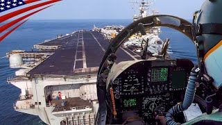 Controlled Crash Thrilling Cockpit Footage of Fighter Jets Landing on Aircraft Carriers [upl. by Kimon17]