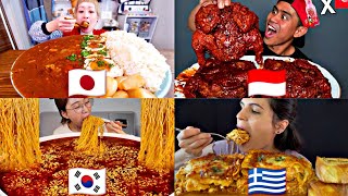 How Different Mukbangers Eat Around The WORLD🙀🤯😵🇮🇩🇰🇷🇯🇵🇬🇷🇵🇭🇬🇧 [upl. by Minna260]