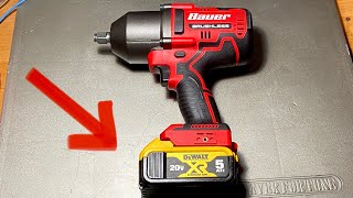 BAUER impact wrench driver using original DEWALT battery [upl. by Yecats]