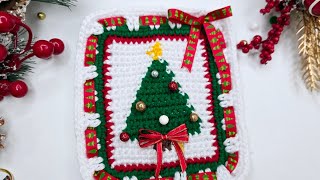 Teje crochet fácil Gratis decoración agarradera de cocina navidad [upl. by Alberto]